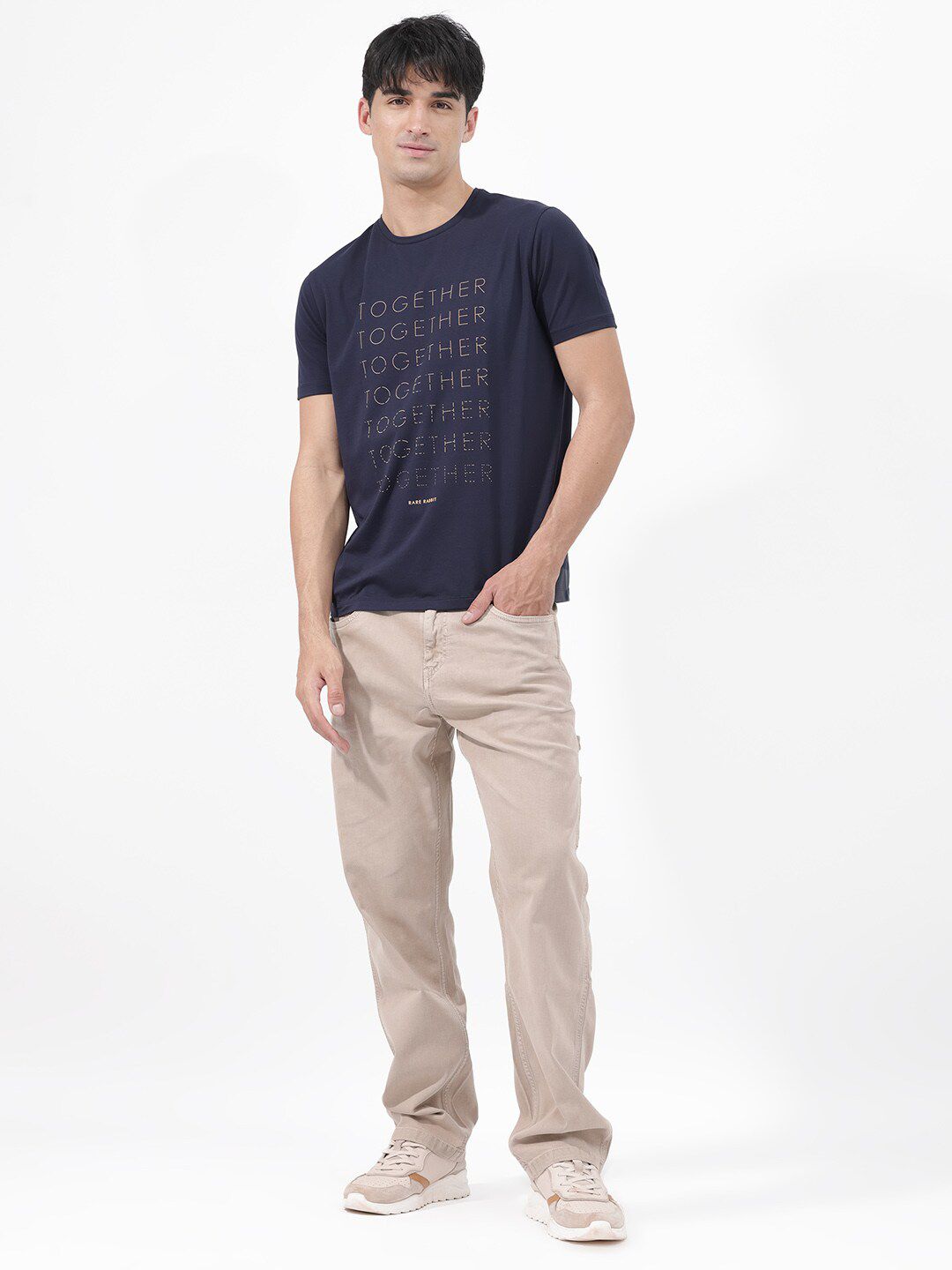 RARE RABBIT Men Rings-4 Slim Fit Solid Polo Collar T-Shirt