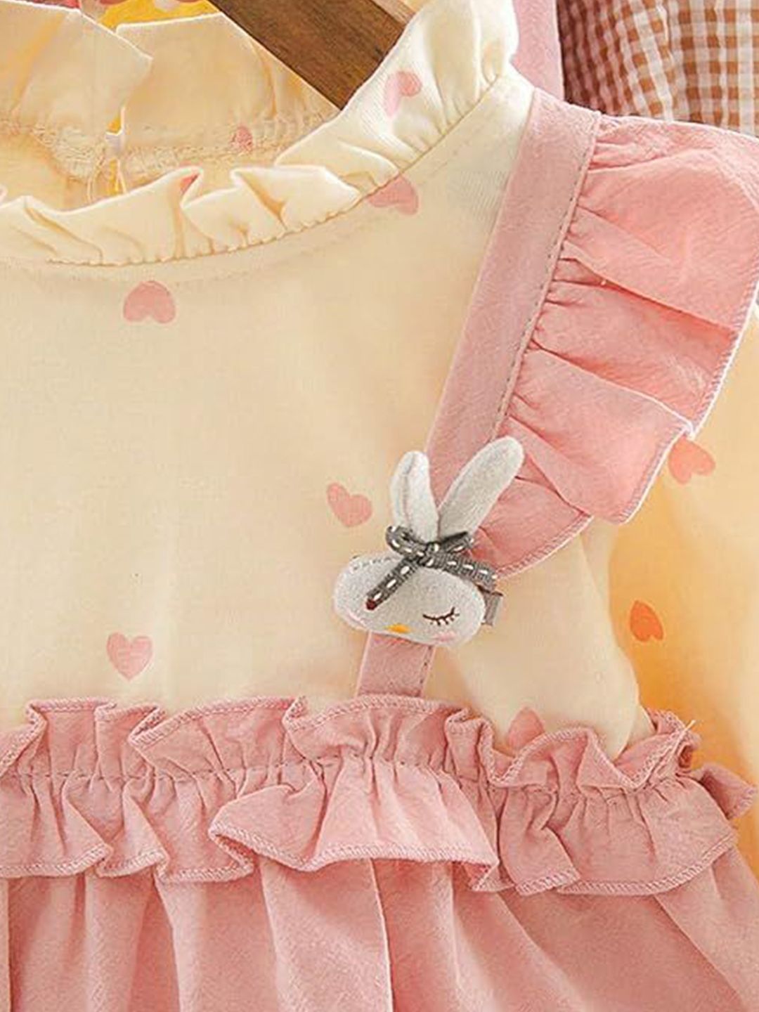 YK Girls Round Neck Cotton Fit & Flare Dress With Ruffle Details