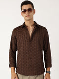 Thomas Scott Men Premium Spread Collar Textured Casual Shirt