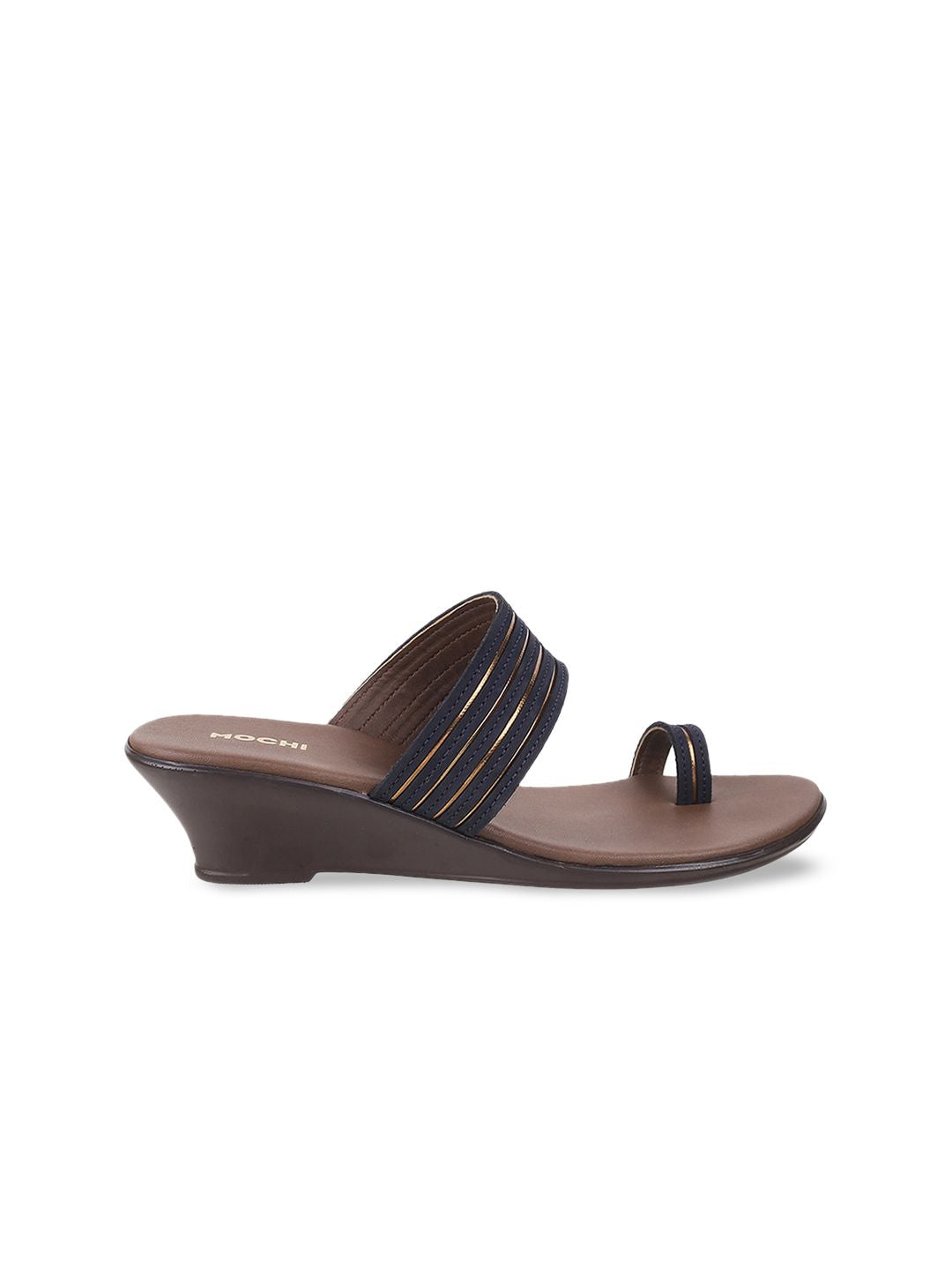 Mochi Blue Striped Wedge Sandals