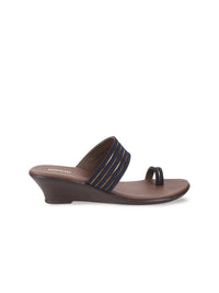 Mochi Blue Striped Wedge Sandals