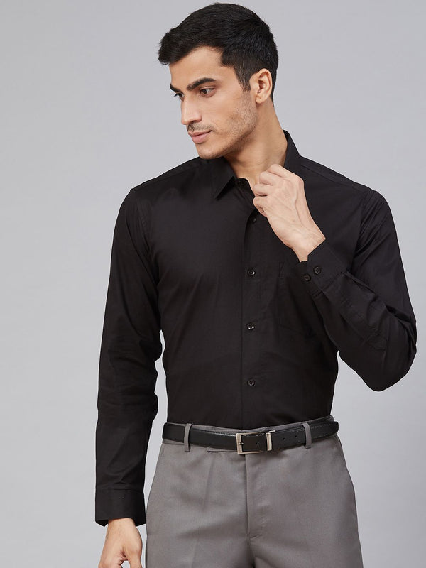 DENNISON Men Black Smart Slim Fit Water & Stain Repellent Solid Formal Shirt