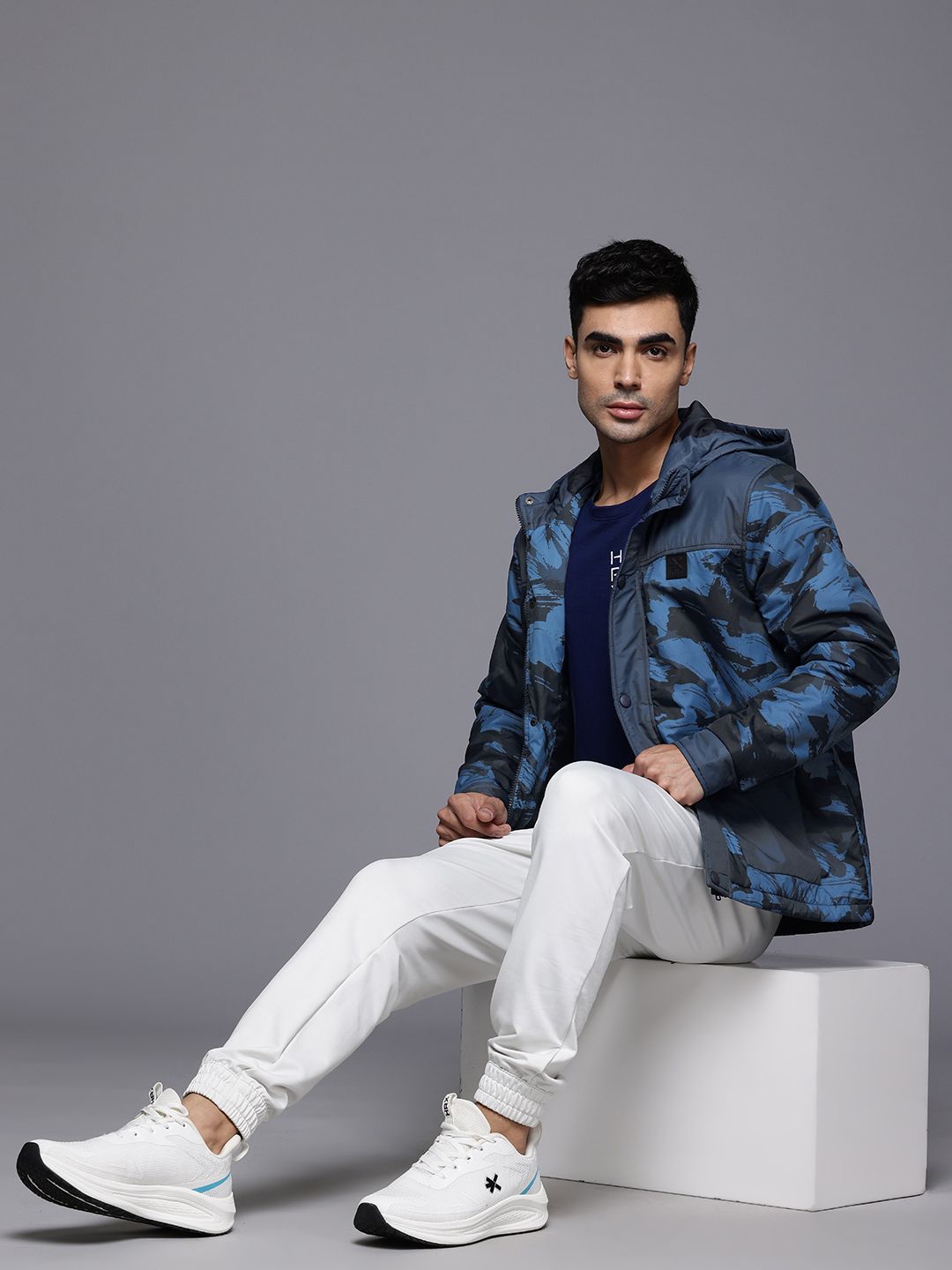 HRX by Hrithik Roshan Abstract Print Hooded Padded Jacket