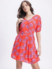 DressBerry Garden Floral Print Tie-Up V-Neck Wrap Dress