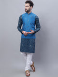 SOJANYA Kurta Kapas Tulen Bersulam Labuci Dengan Churidar Dengan Jaket Nehru