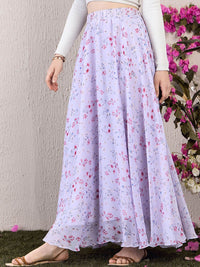 Berrylush Women Printed Flared Maxi Skirts