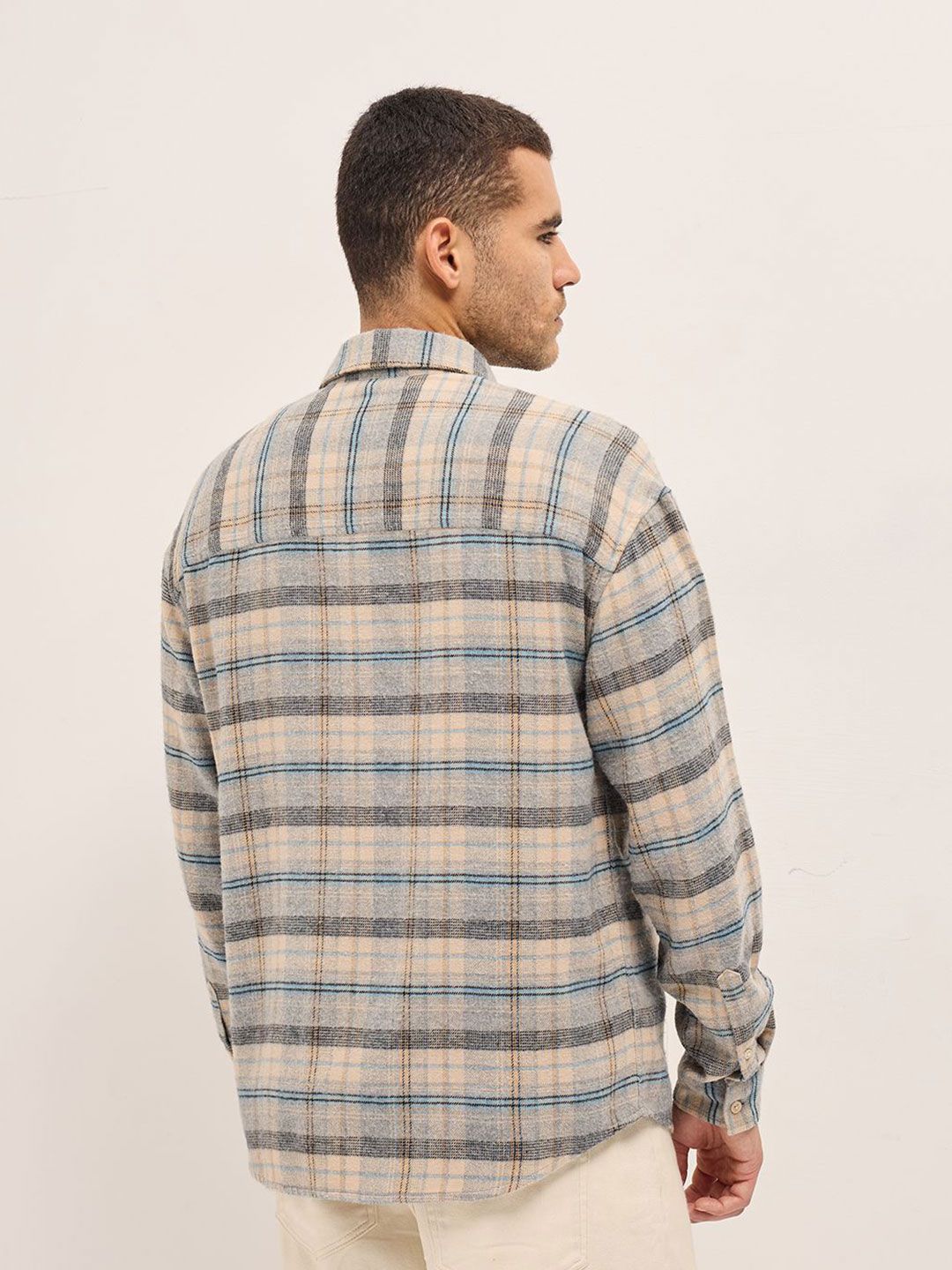 THE BEAR HOUSE Men Relaxed Fit Spread Collar Tartan Checked Cotton Casual Shirt