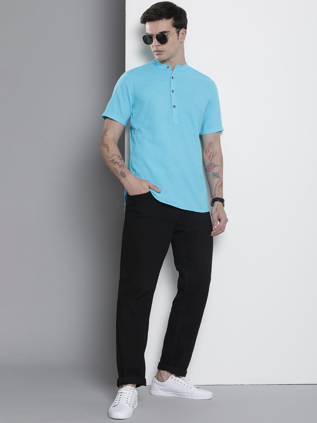 The Indian Garage Co Men Slim Fit Opaque Pure Cotton Casual Shirt