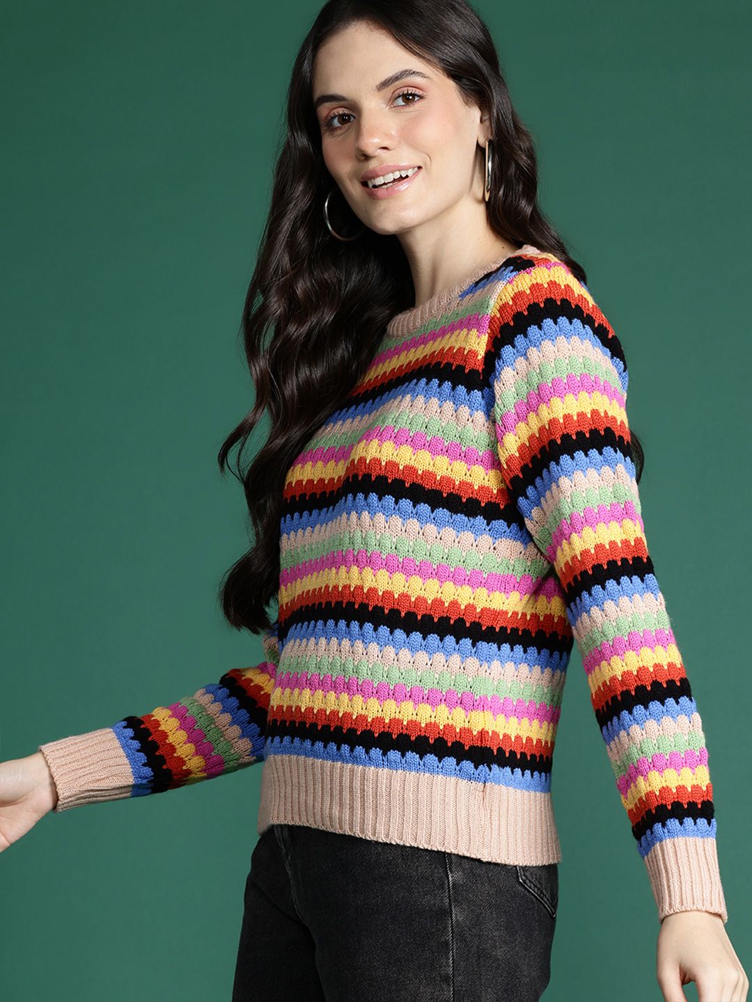 DressBerry Pure Acrylic Self-Design Pullover