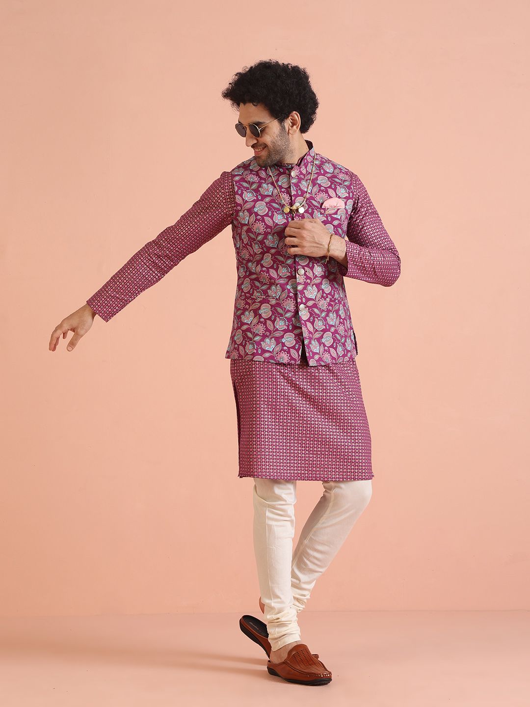KISAH Printed Pure Cotton Nehru Jacket