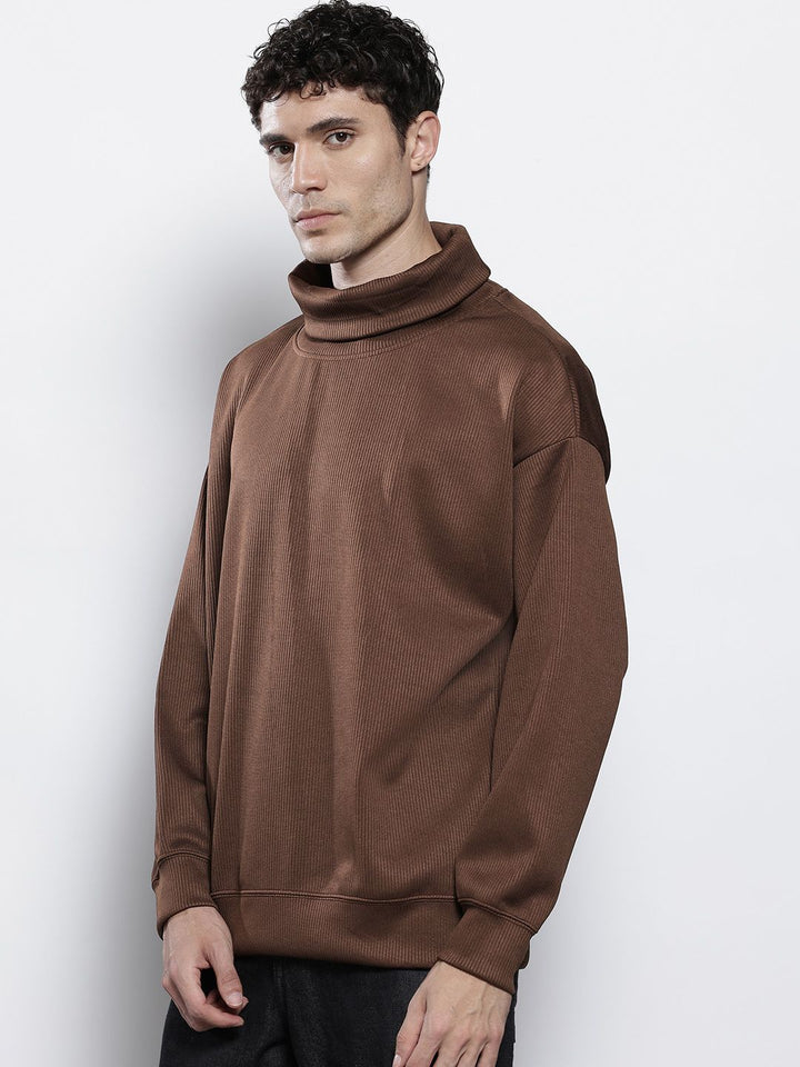 The Indian Garage Co Self Striped Turtle Neck Relaxed Fit Sweatshirt