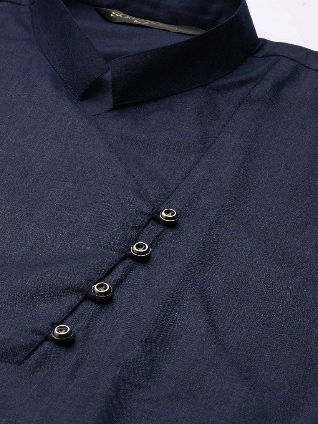 SOJANYA Lelaki Navy Blue Solid Straight Short Kurta