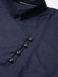 SOJANYA Lelaki Navy Blue Solid Straight Short Kurta