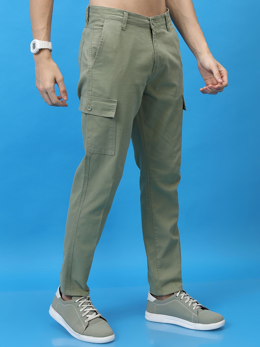 Lelaki Highlander Tapered sesuai dengan Cargo Cotton Plain Mid Rise Pepejal
