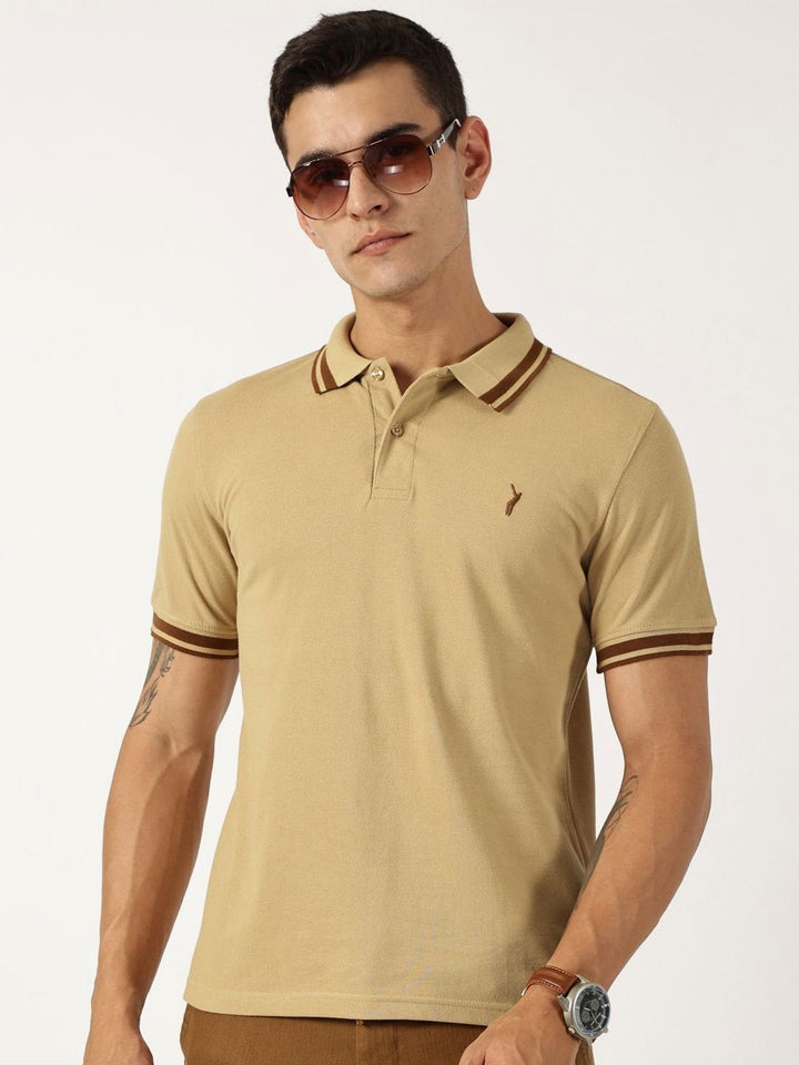 Thomas Scott Men Solid Polo Collar Cotton T-shirt