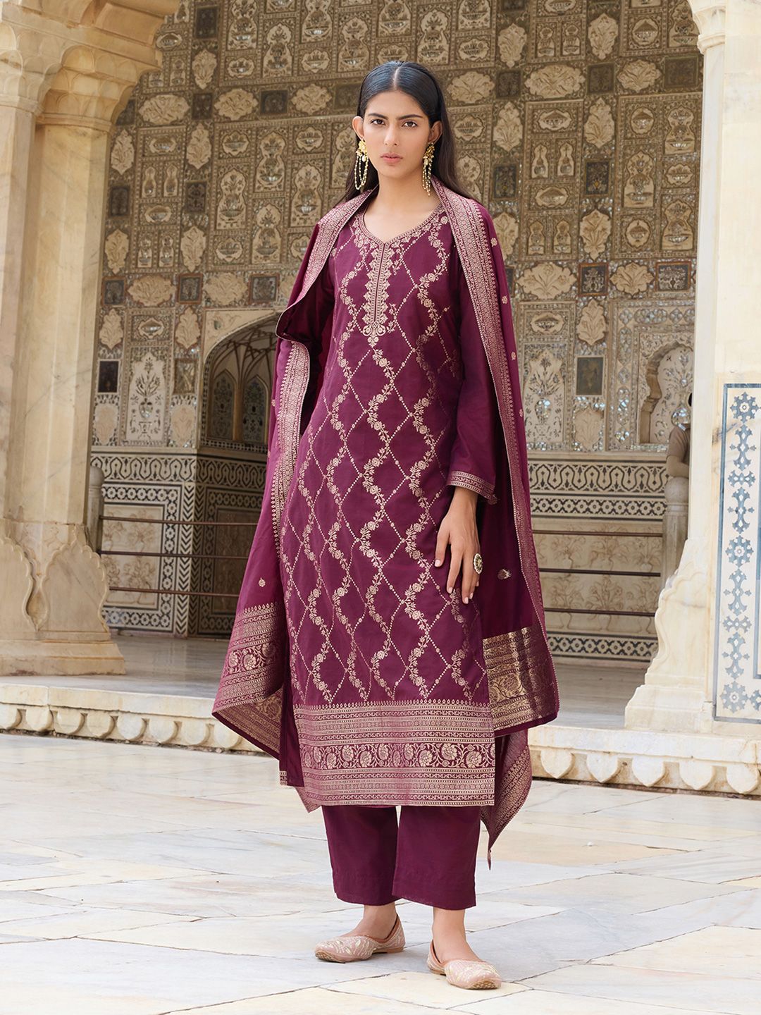 KALINI Women Regular Kurta with Trousers & With Dupatta