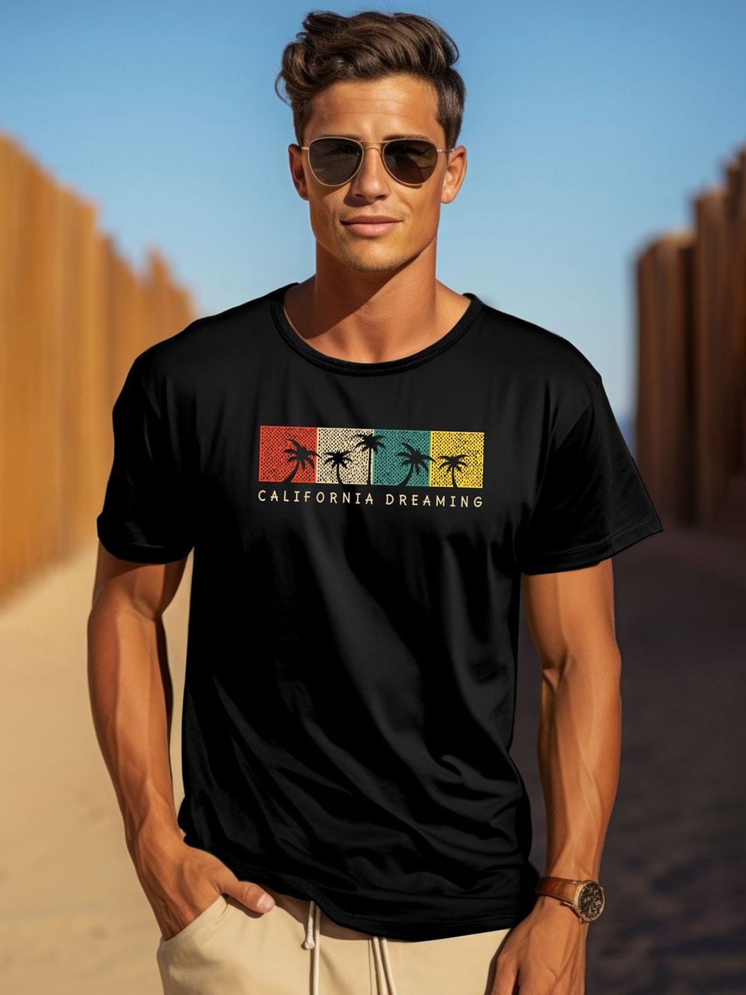 ADRO Typography Printed Round Neck Pure Cotton T-shirt