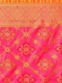Saree mall Pink Silk Blend Woven Design Kanjeevaram Saree
