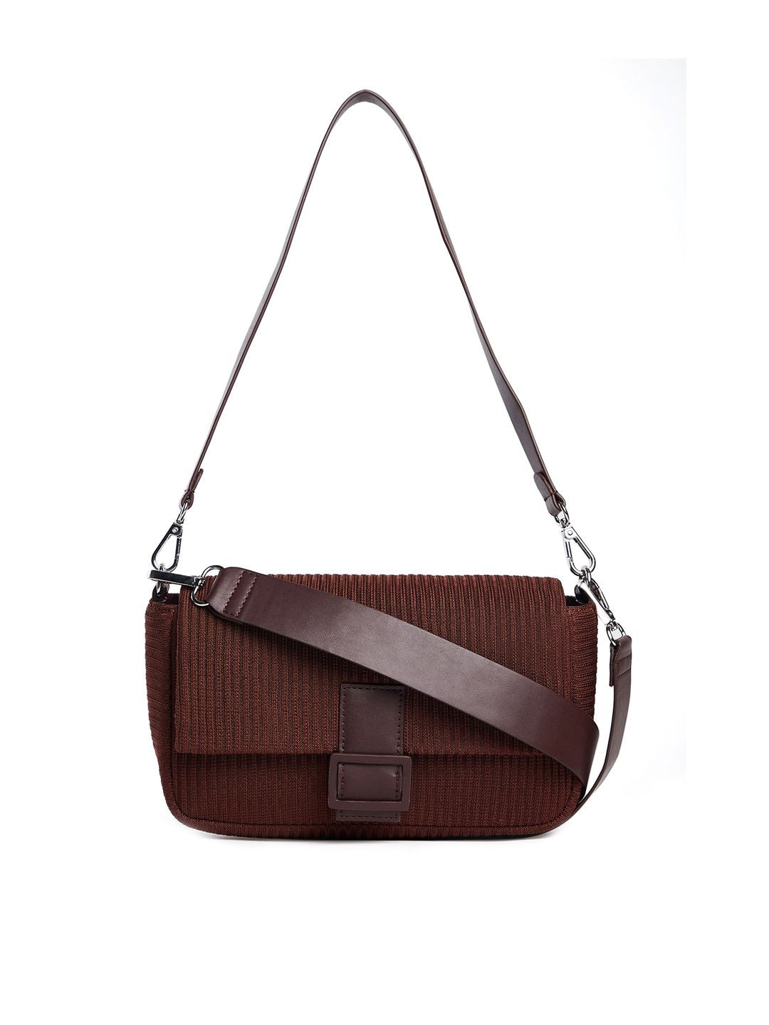 Berrylush Brown Textured Swagger Bag