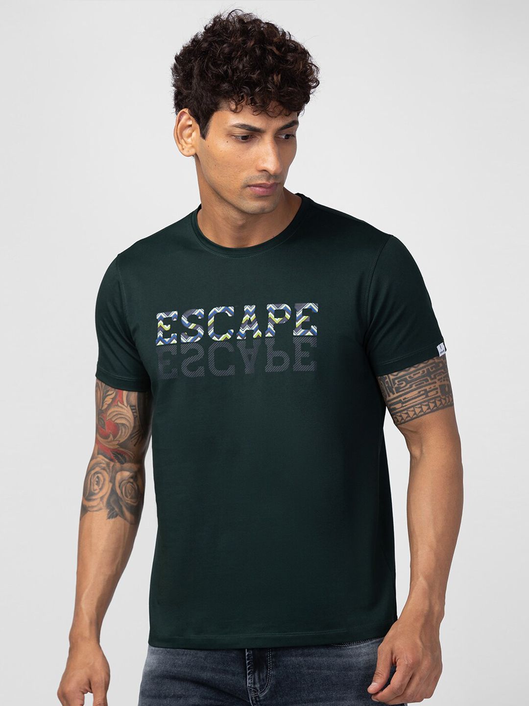 SPYKAR Men Printed Round Neck Slim Fit T-shirt