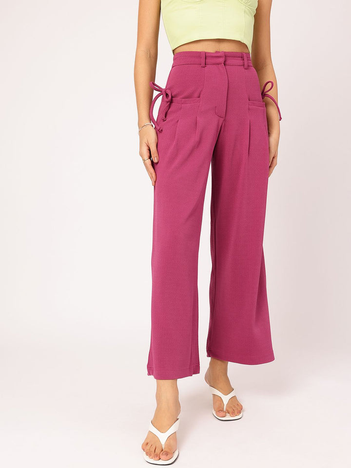 DressBerry Women Breezy Boho Bow-Detail Trousers