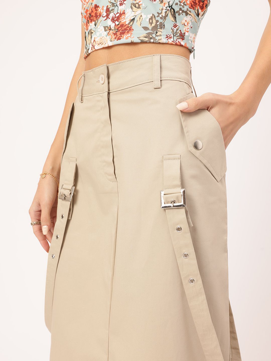 DressBerry Confident Couture Belt Detail Straight Midi Skirt