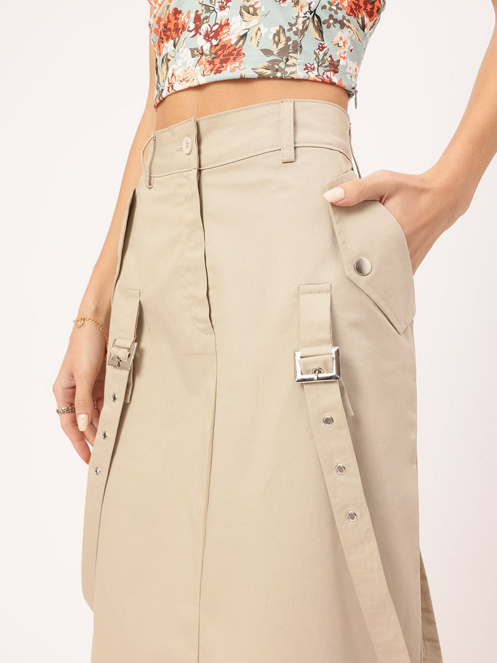 DressBerry Confident Couture Belt Detail Straight Midi Skirt