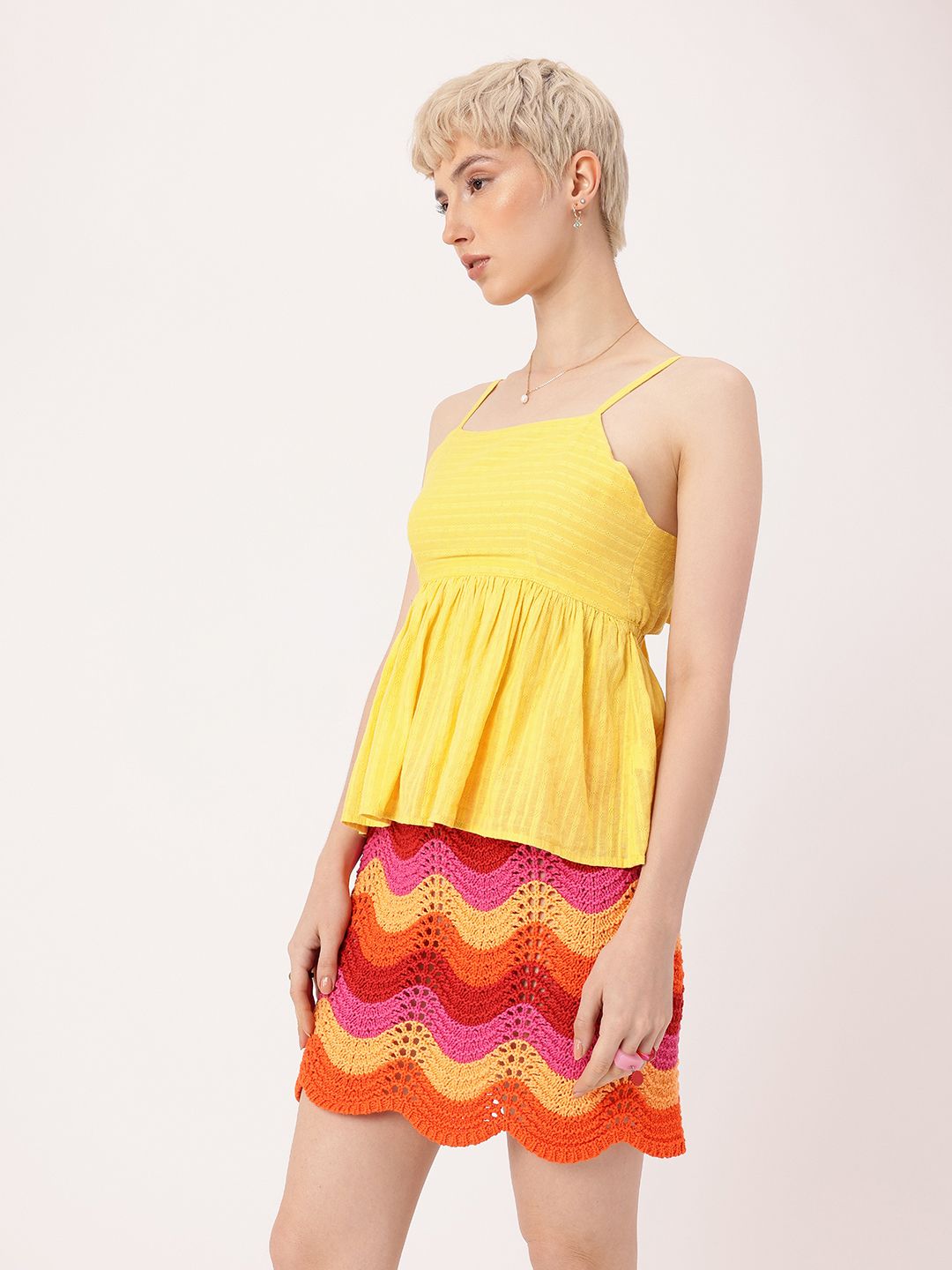 DressBerry Weekend Vibes Self Striped A-Line Top