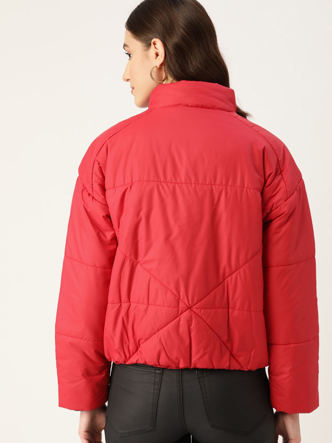 DressBerry Women Red Solid Padded Jacket