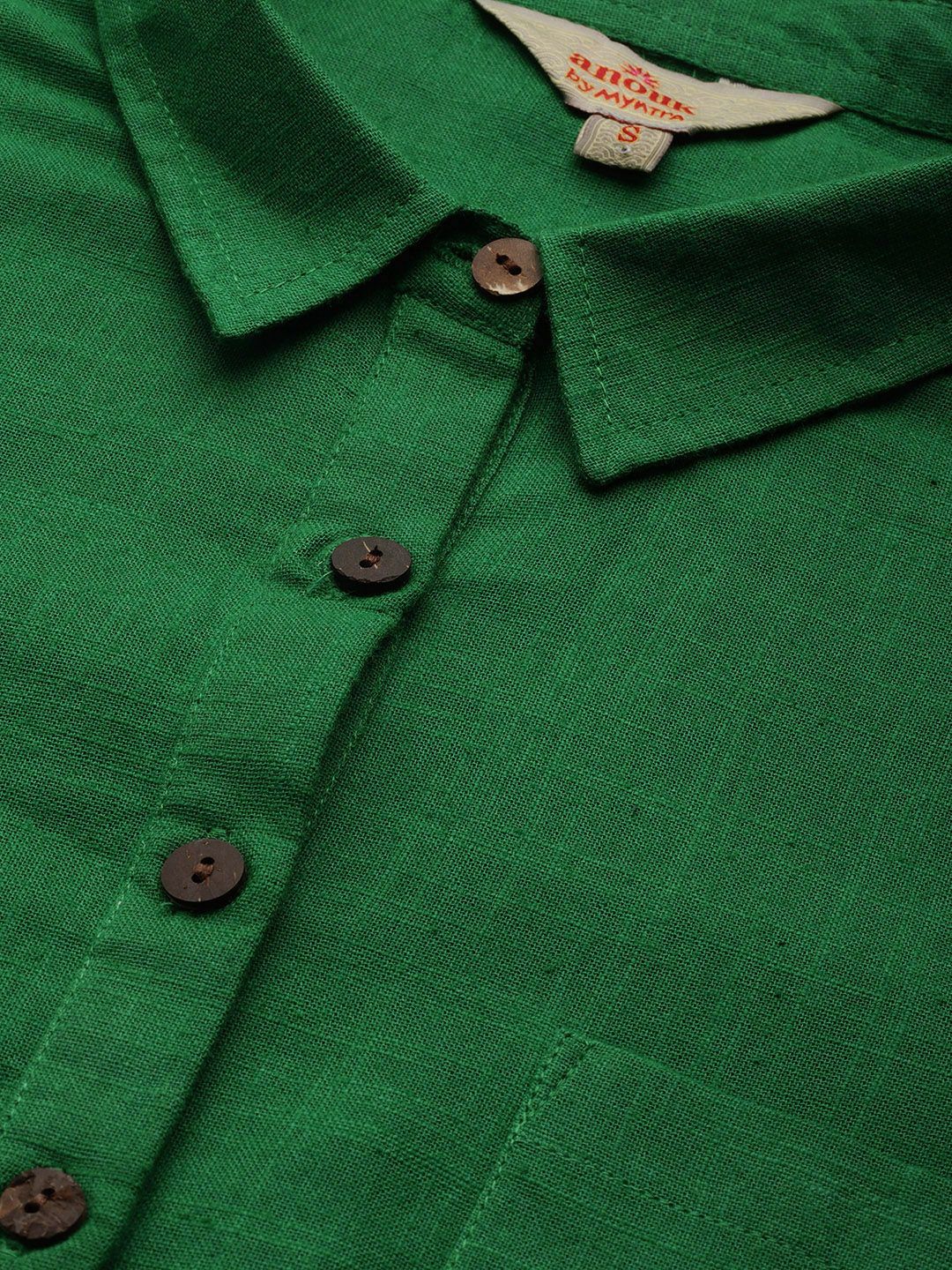 Anouk Women Green Solid Straight Kurta with Trousers