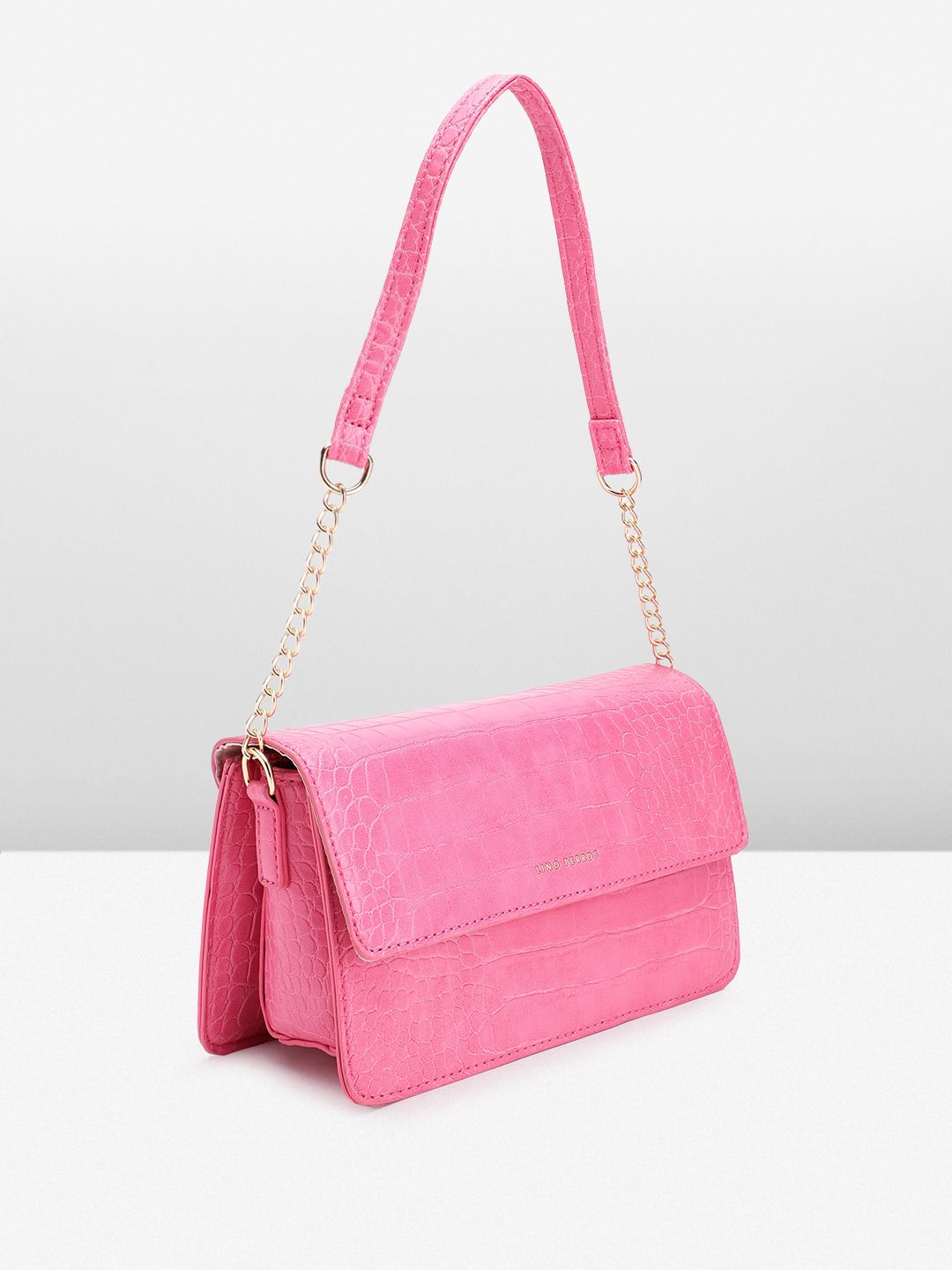 Lino Perros Croc-Textured Structured Shoulder Bag