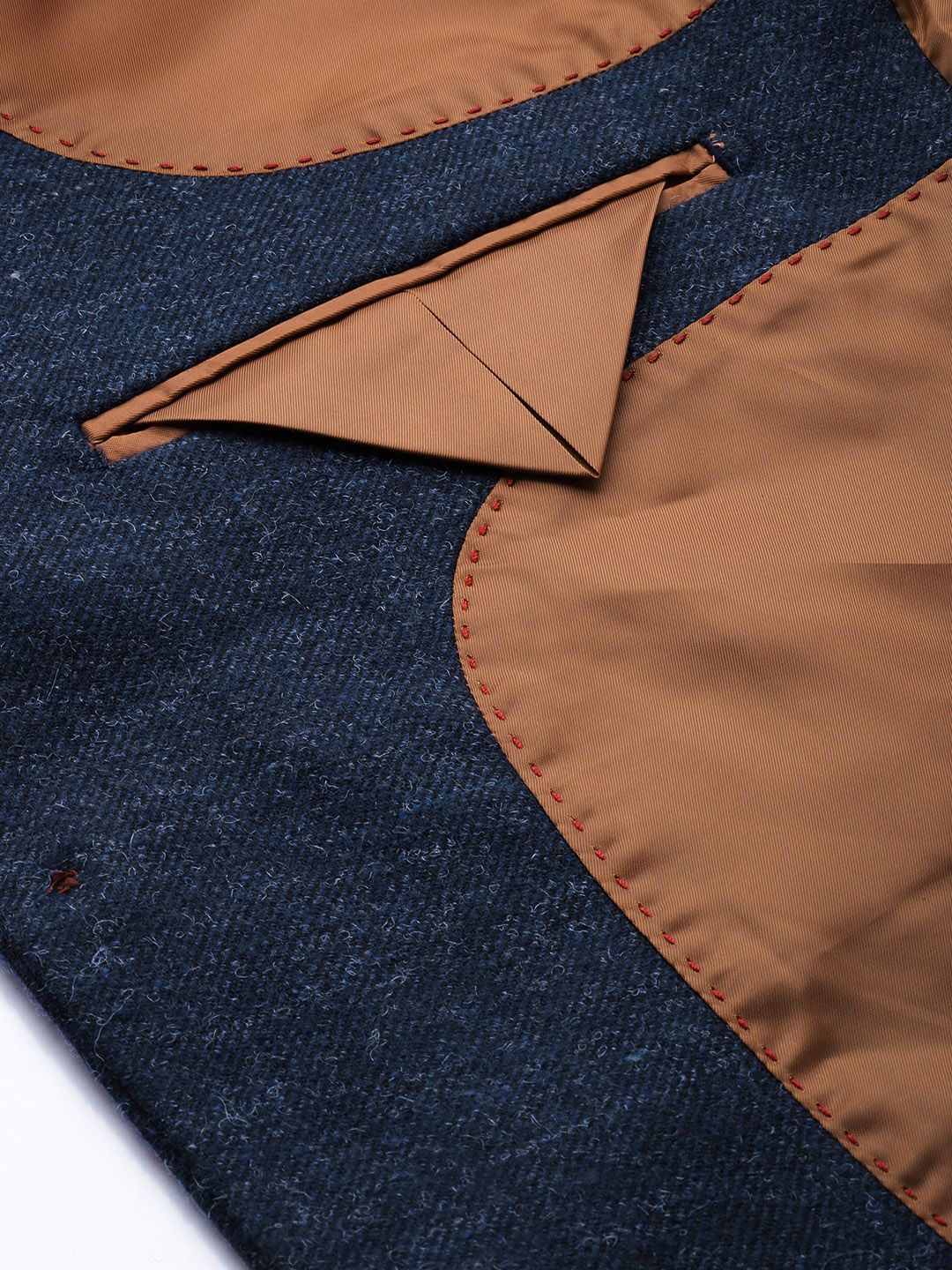 Mr Bowerbird Men Navy Blue Solid Single Breasted Casual Tweed Blazer