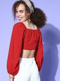 Berrylush Women Gorgeous Red Solid Wrap It Up Top