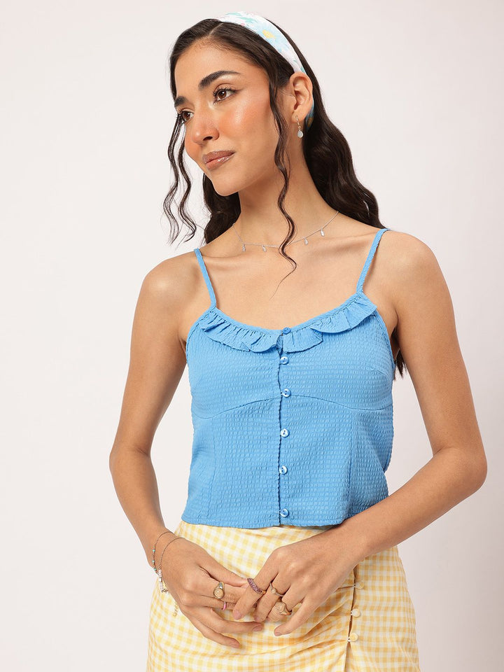 DressBerry Ruffled Radiance Seersucker Crop Top