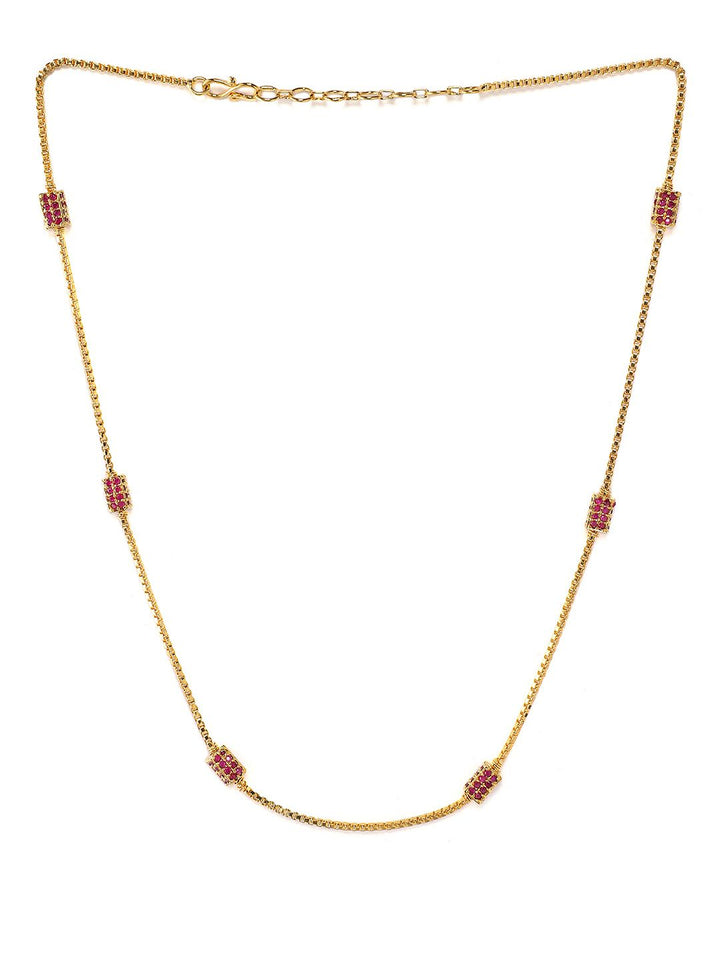 Rubans Faux Ruby Studded Gold Toned Necklace