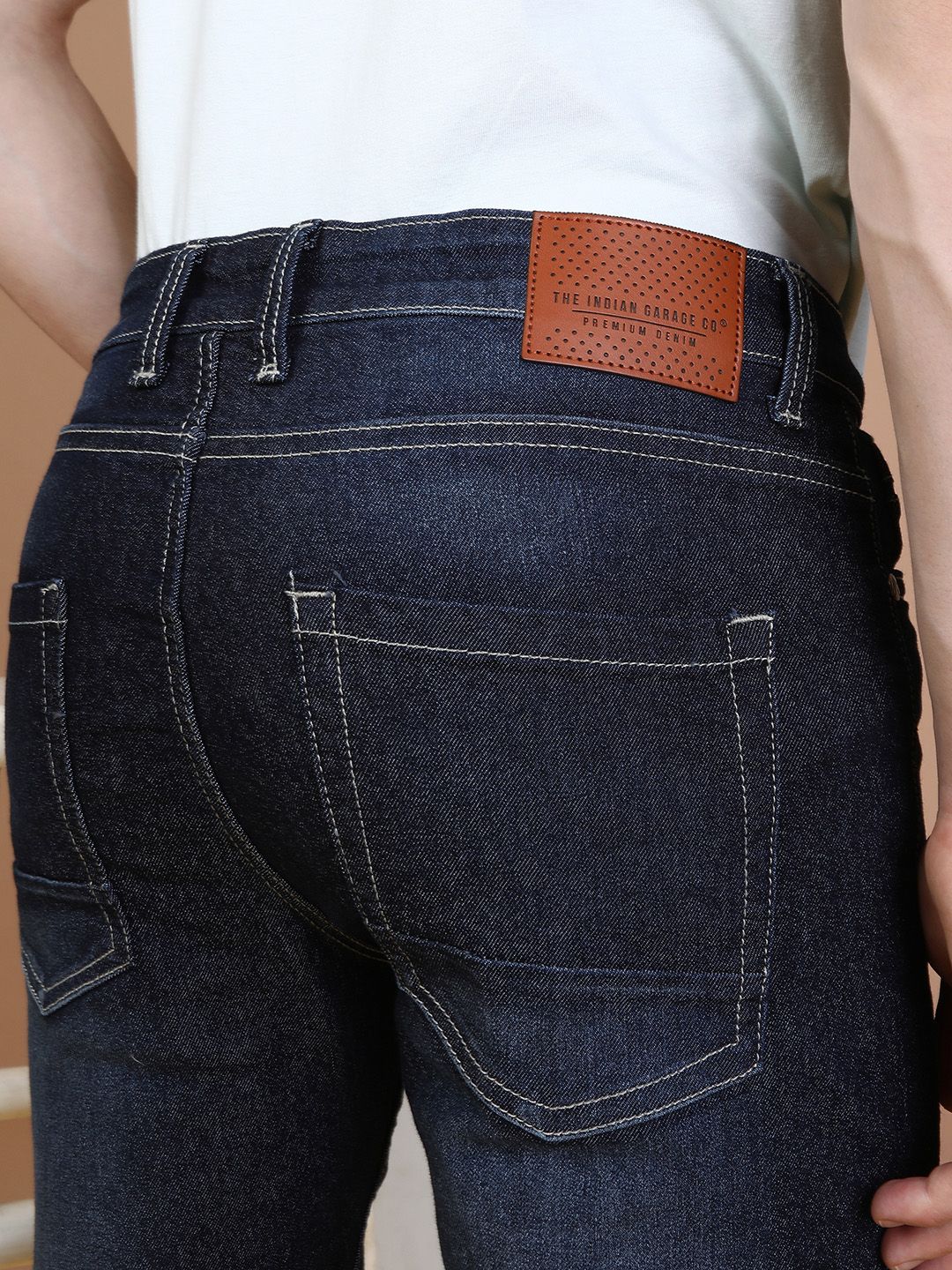 The Indian Garage Co Men Navy Blue Slim Fit Mid-Rise Clean Look Jeans