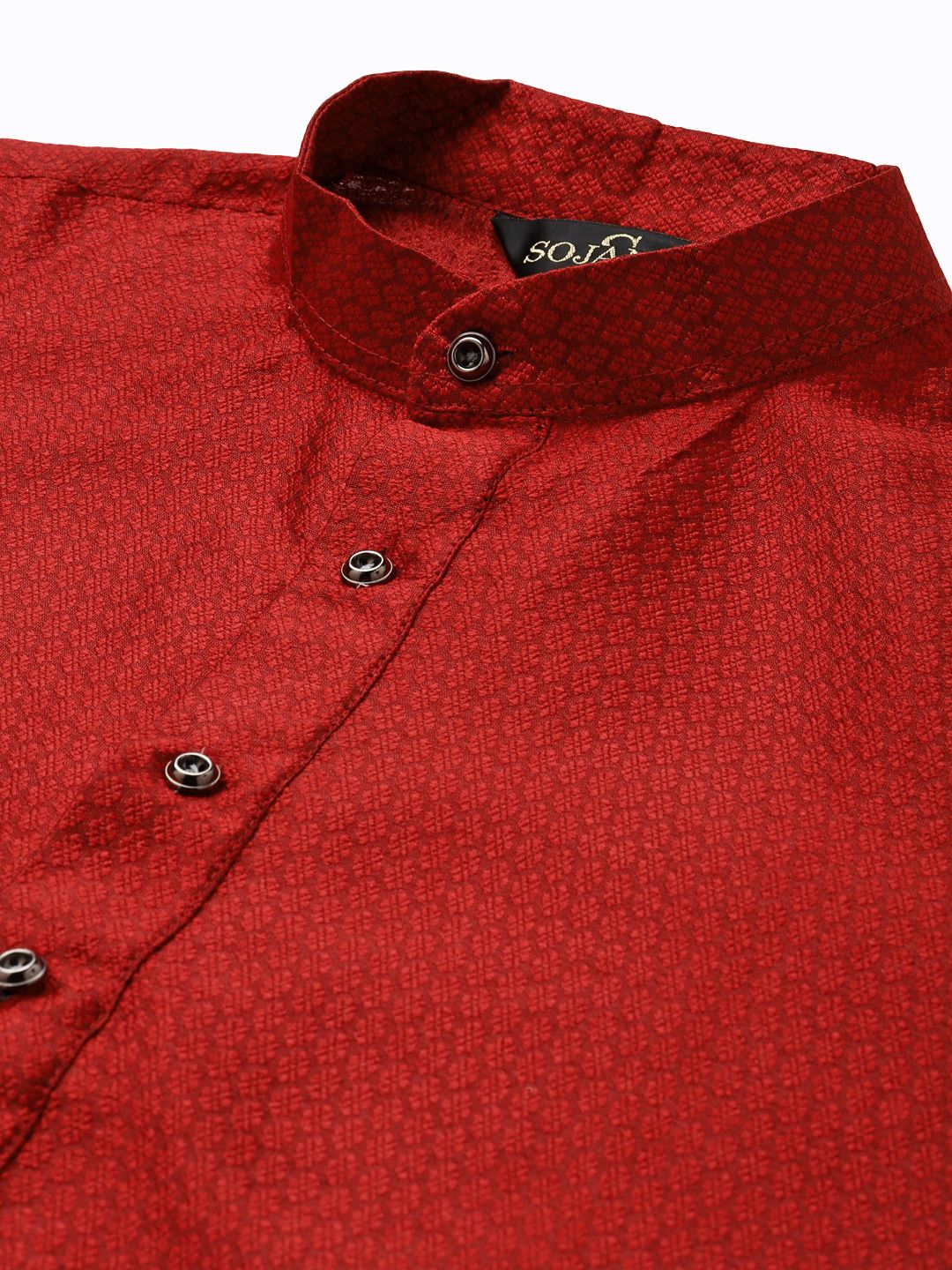 SOJANYA Men Red Self-Design Straight Kurta
