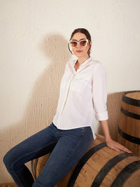 DENNISON Smart Slim Fit High Low Cotton Formal Shirt