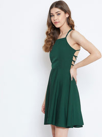 Berrylush Women Green Solid Fit and Flare Dress