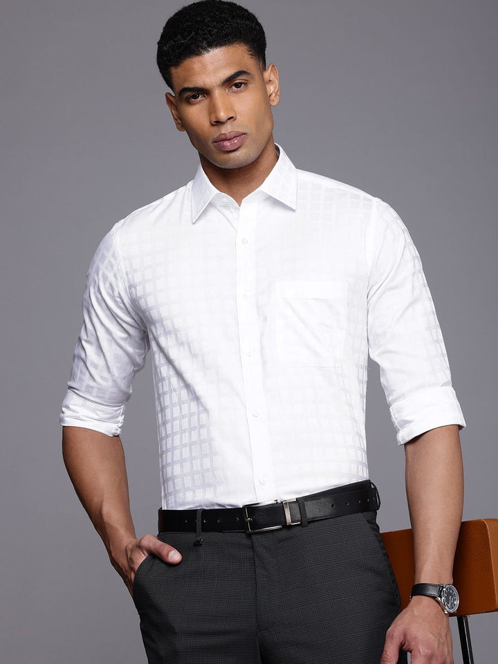 Raymond Pure Cotton Standard Slim Fit Checked Formal Shirt