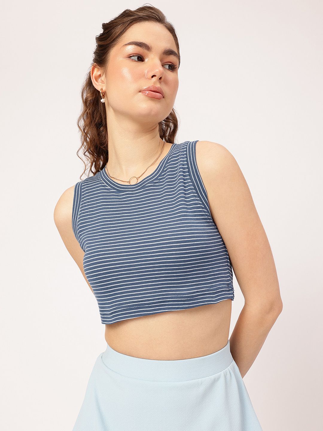 DressBerry Statement Stripes Urban Crop Chic Top