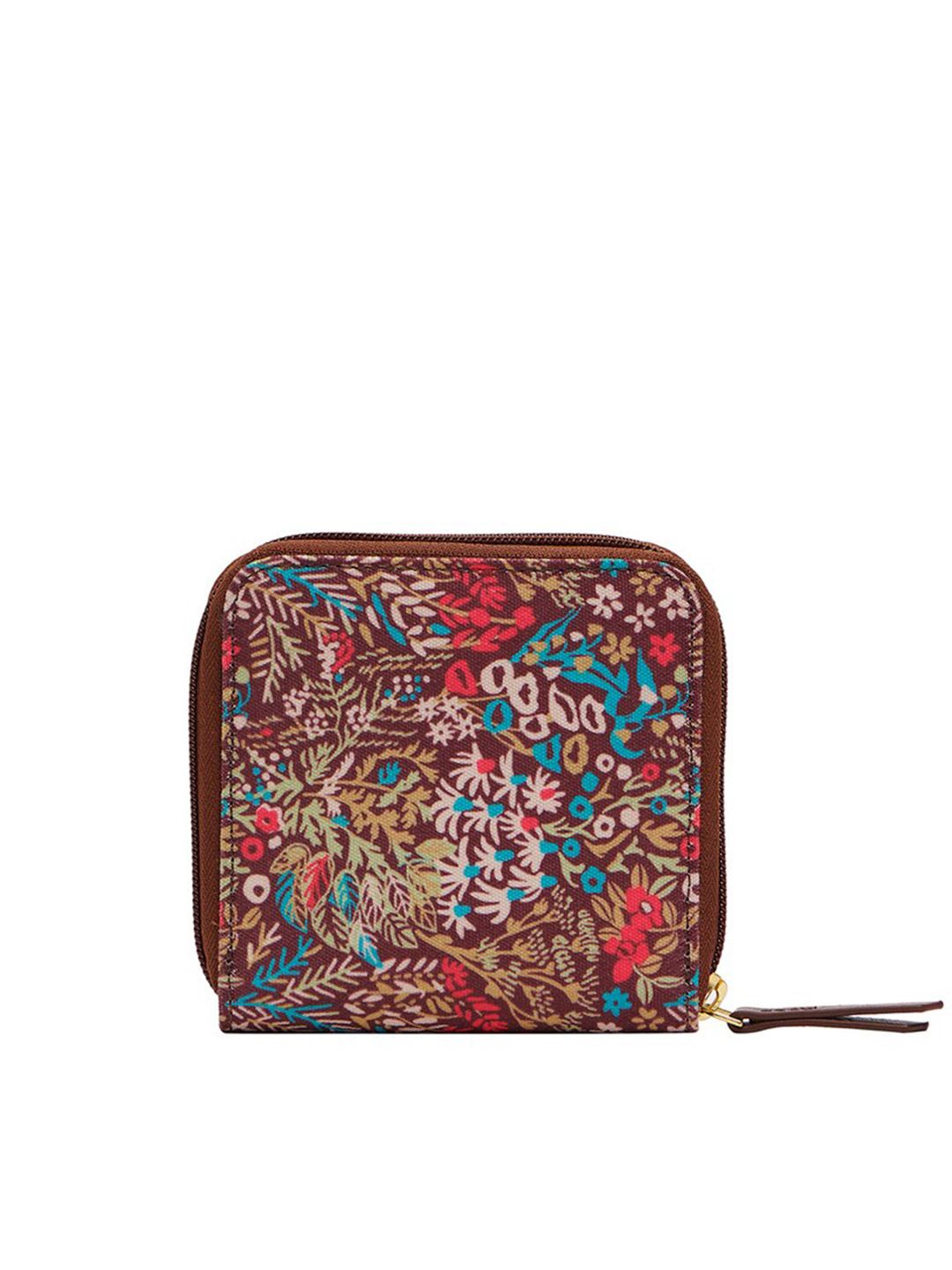 TEAL BY CHUMBAK Women Floral Printed Canvas Zip Around Wallet