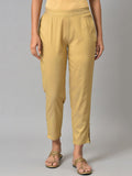 W Women Gold-Toned Slim Fit Solid Trousers
