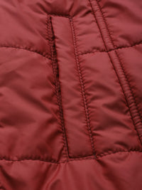 all about you Women Maroon Longline Hooded Parka Jacket with Belt