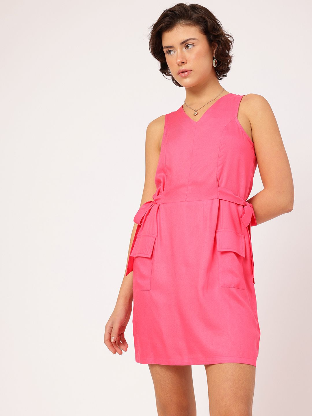 DressBerry Barbiecore Chic Pocket Detail Sheath Dress