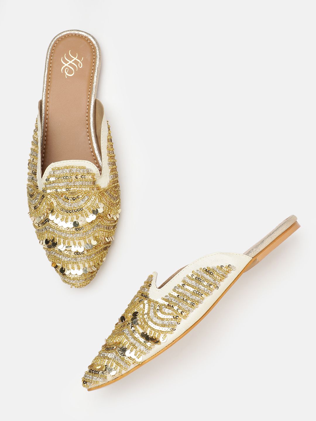 House of Pataudi Women Ethnic Embellished Mules
