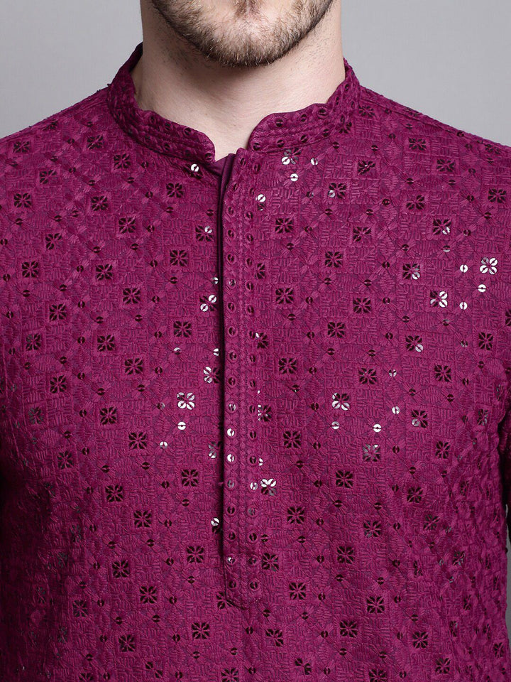 Jompers Floral Embroidered Thread Work Sequinned Kurta