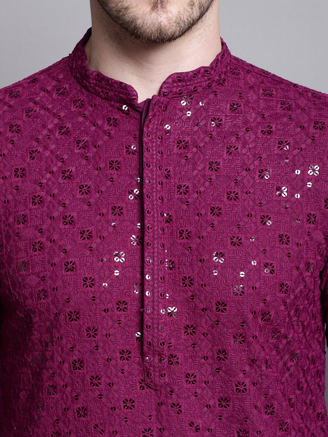 Jompers Floral Embroidered Thread Work Sequinned Kurta