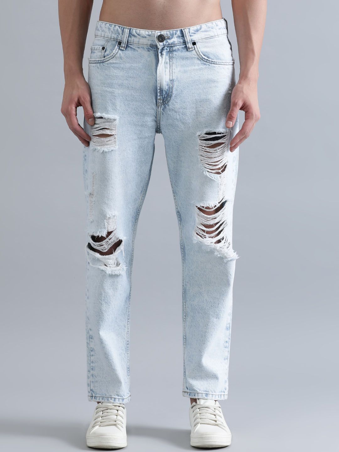 Bene Kleed Men Pure Cotton Relaxed Fit Highly Distressed Heavy Fade Jeans
