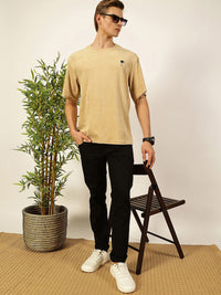 Thomas Scott Men's Solid Round Neck Oversized Casual T-shirt